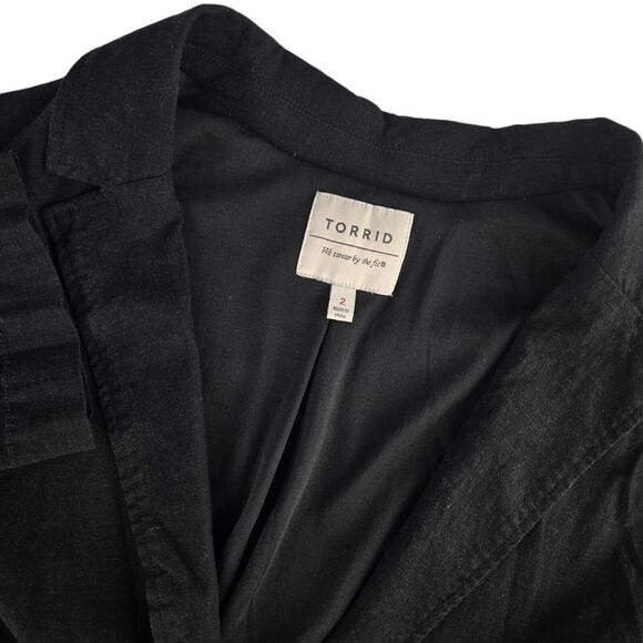 Torrid Womens Size 2 18/20 Black Long Sleeve Button Linen Blend Jacket‎ - Picture 1 of 6